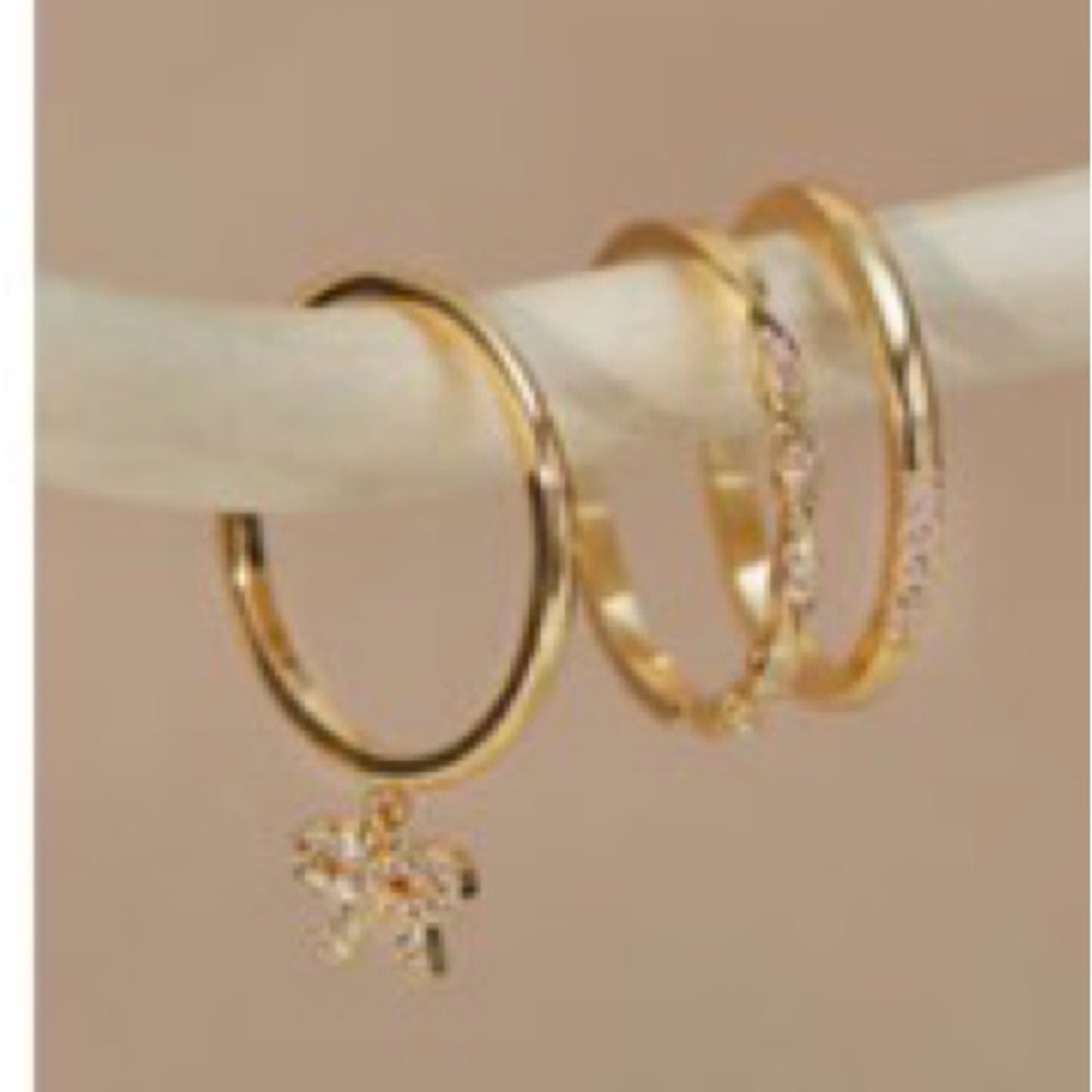 Altar'd State Gold Ring Set with bow charm